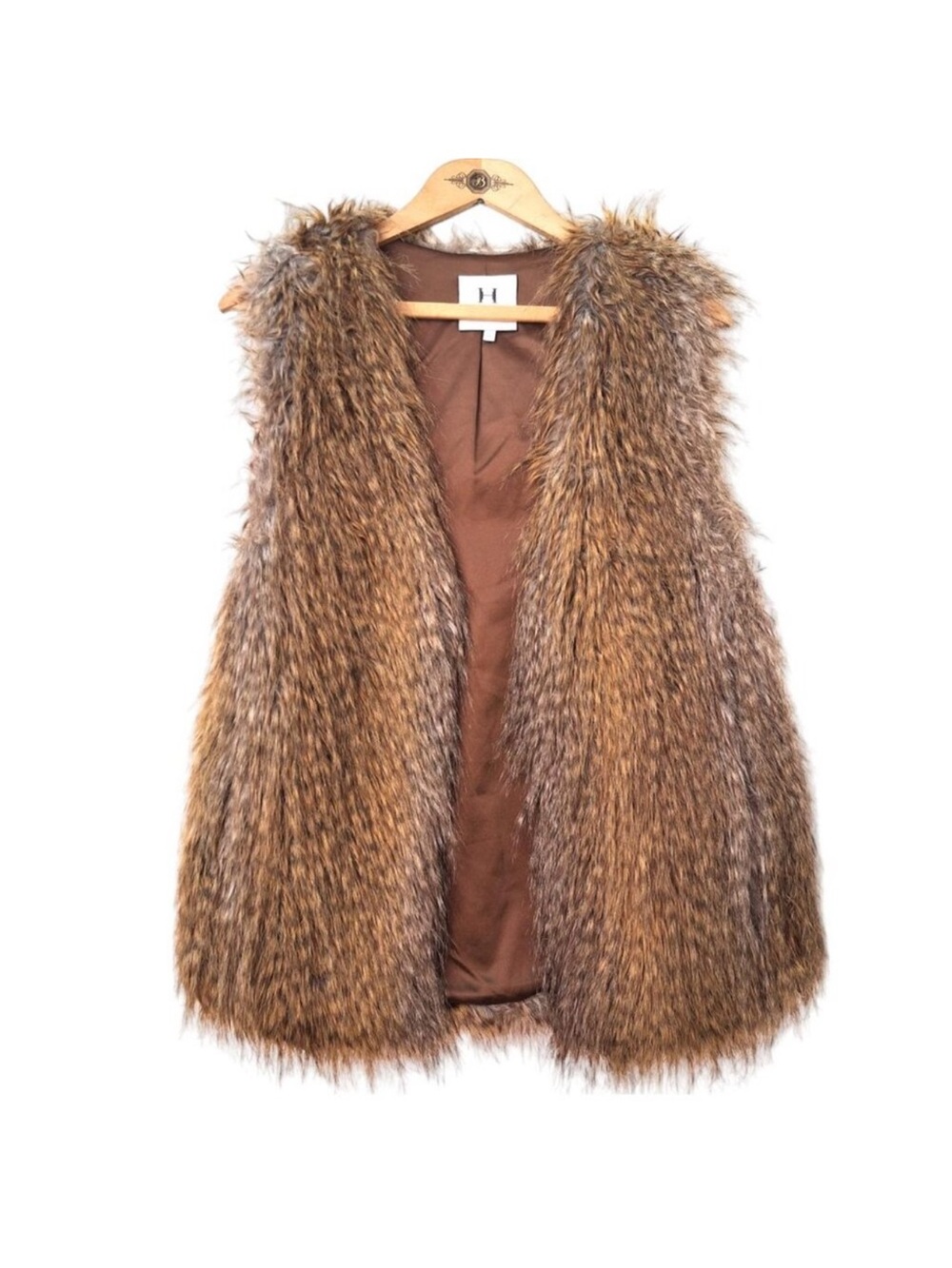Halston Heritage Brown Faux Fur Vest size-0 Preowned